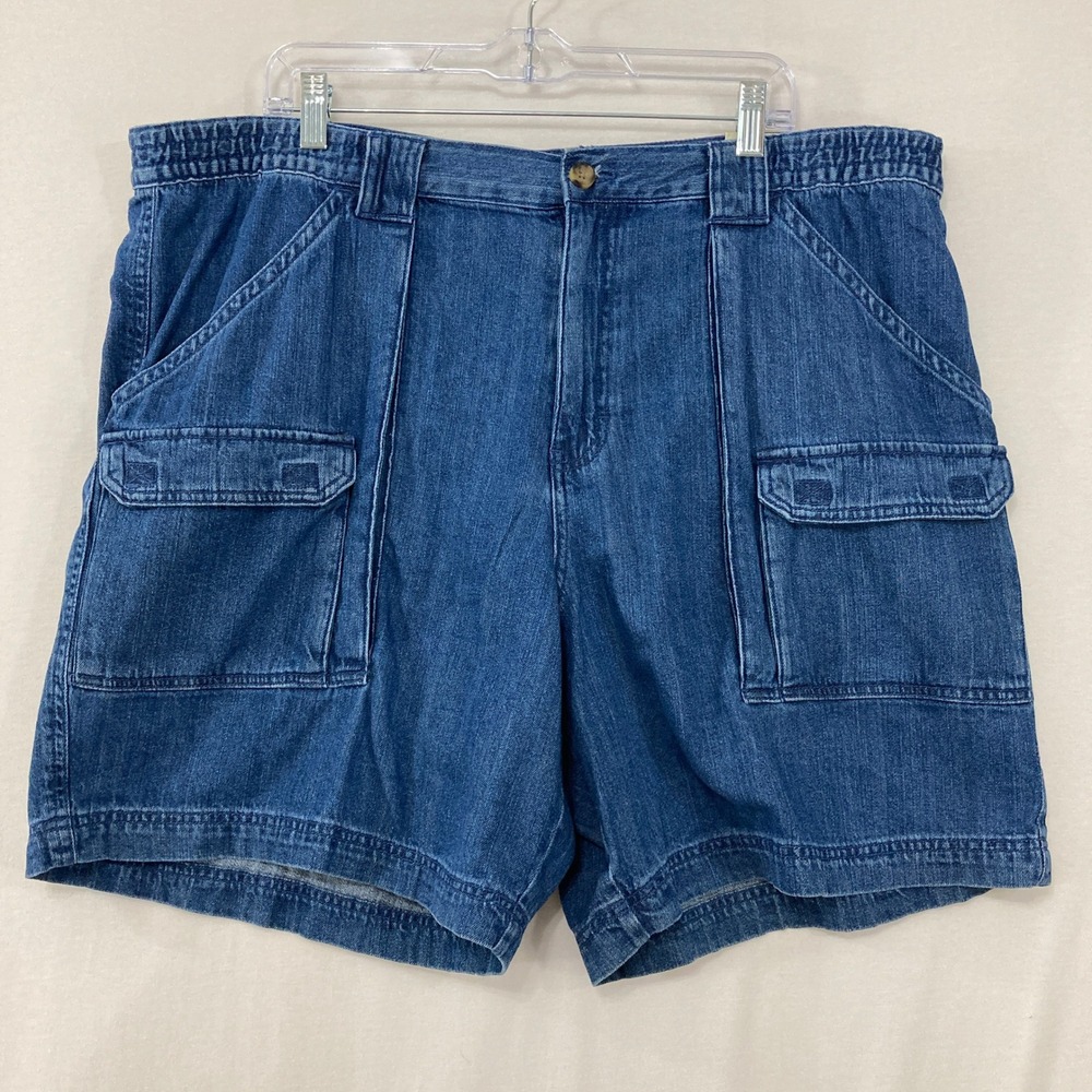 New Outdoor Life Mens Denim Cargo Shorts Size 42 Blue Gorpcore‎ Hiking Rugged